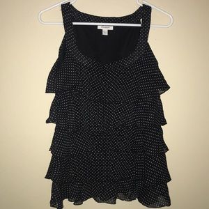 Black polka dot tier tank